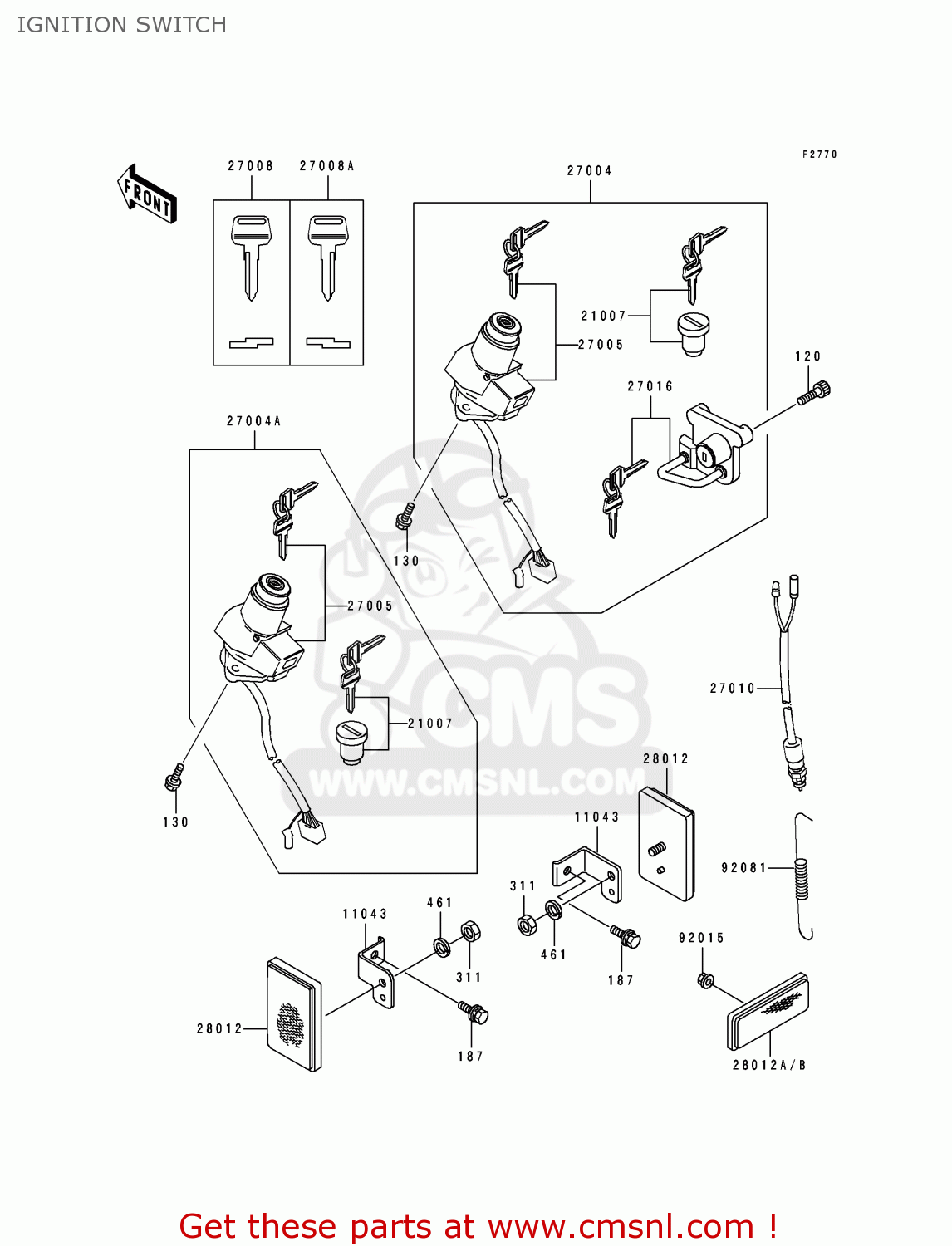 IGNITION SWITCH KL250D13 KLR250 1996 USA CALIFORNIA CANADA