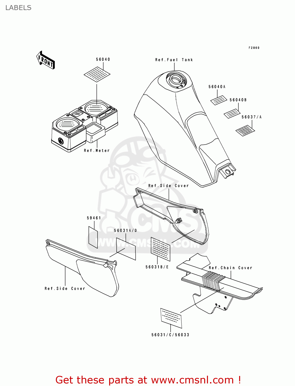 LABELS KL250D13 KLR250 1996 USA CALIFORNIA CANADA