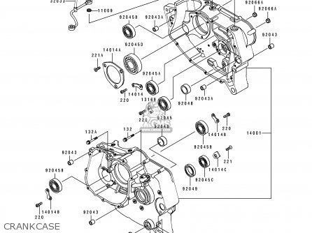 CRANKCASE - KL250D13 KLR250 1996 USA CALIFORNIA CANADA