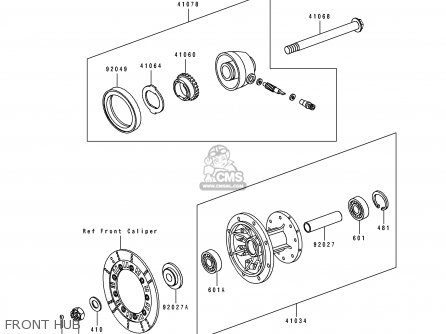 FRONT HUB - KL250D13 KLR250 1996 USA CALIFORNIA CANADA