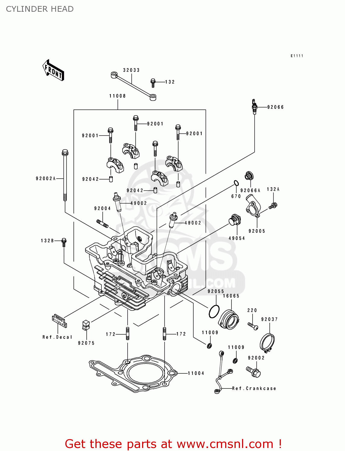 CYLINDER HEAD KL250D14 KLR250 1997 USA CALIFORNIA CANADA