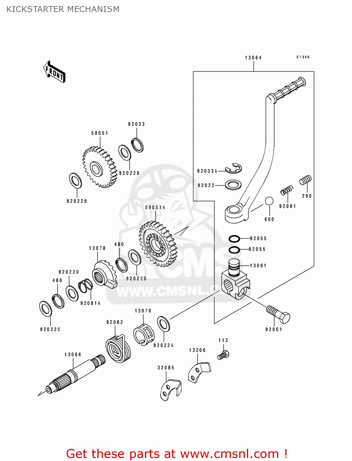 KICKSTARTER MECHANISM KL250D14 KLR250 1997 USA CALIFORNIA CANADA