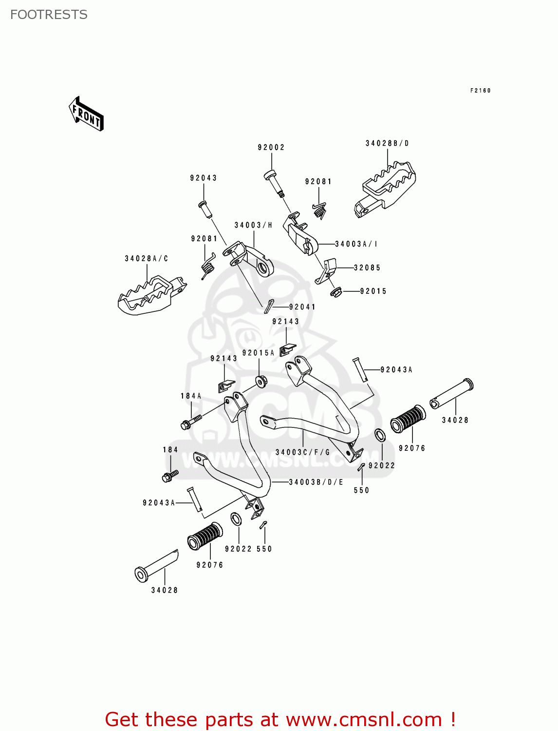 FOOTRESTS KL250D14 KLR250 1997 USA CALIFORNIA CANADA