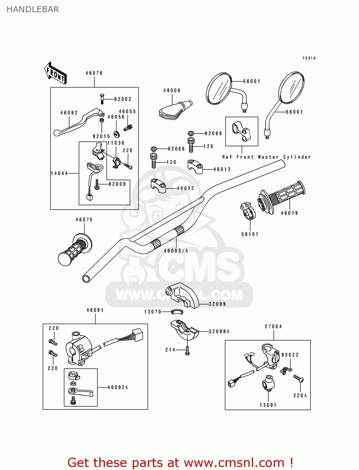 HANDLEBAR KL250D14 KLR250 1997 USA CALIFORNIA CANADA