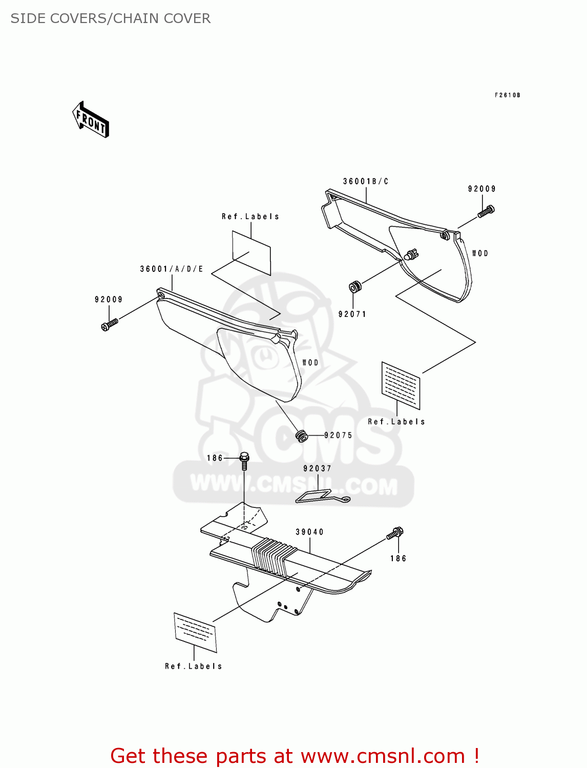 SIDE COVERS/CHAIN COVER KL250D14 KLR250 1997 USA CALIFORNIA CANADA