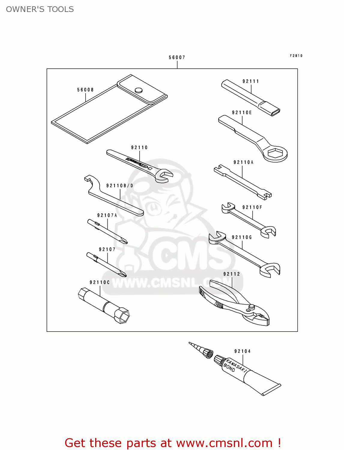 OWNER'S TOOLS KL250D14 KLR250 1997 USA CALIFORNIA CANADA