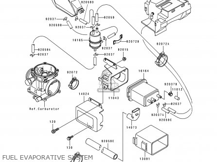 FUEL EVAPORATIVE SYSTEM - KL250D14 KLR250 1997 USA CALIFORNIA CANADA