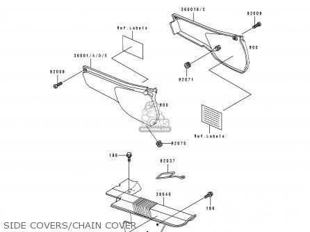SIDE COVERS/CHAIN COVER - KL250D14 KLR250 1997 USA CALIFORNIA CANADA