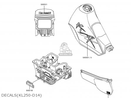 DECALS(KL250-D14) - KL250D14 KLR250 1997 USA CALIFORNIA CANADA