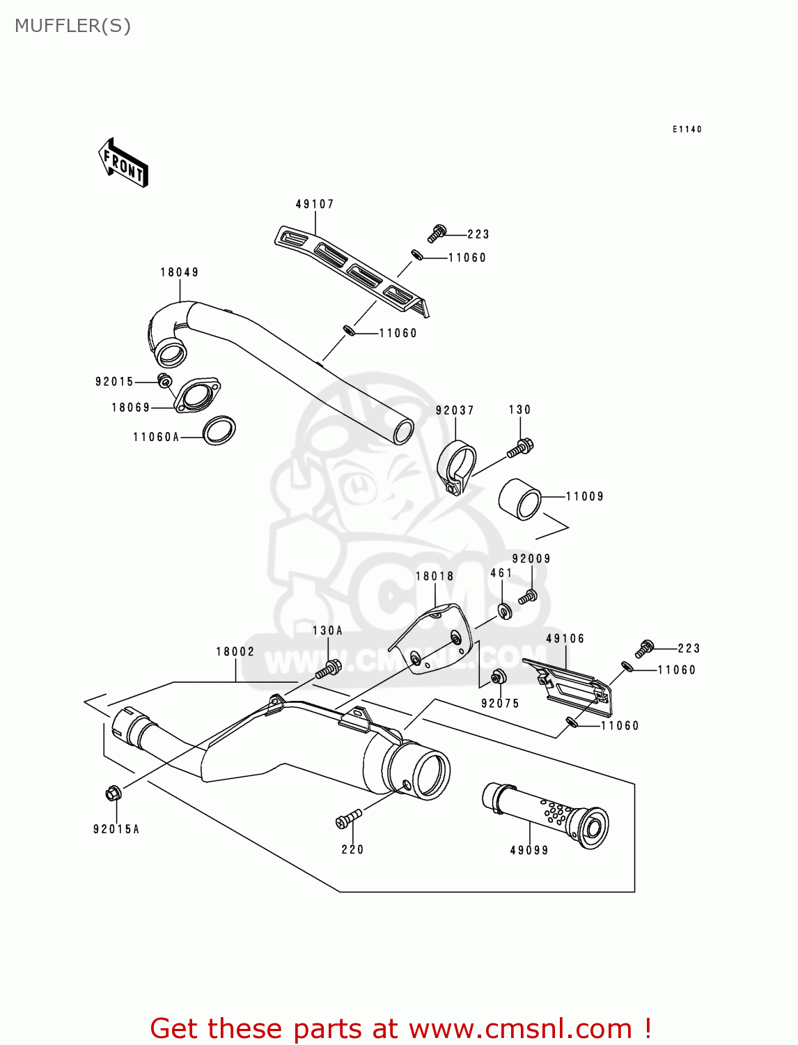 MUFFLER(S) KL250D15 KLR250 1998 USA CALIFORNIA CANADA