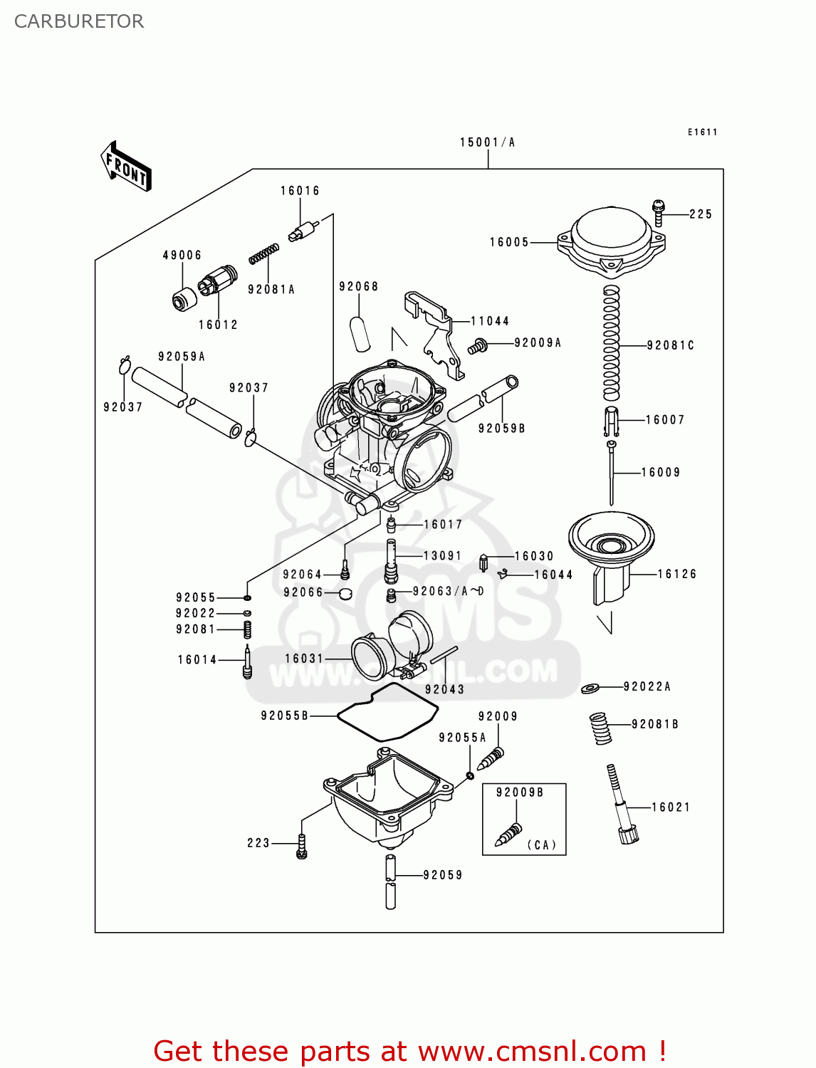 CARBURETOR KL250D15 KLR250 1998 USA CALIFORNIA CANADA