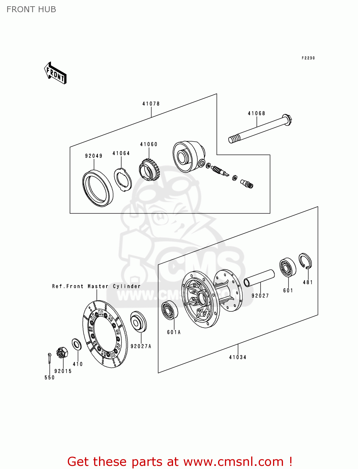 FRONT HUB KL250D15 KLR250 1998 USA CALIFORNIA CANADA