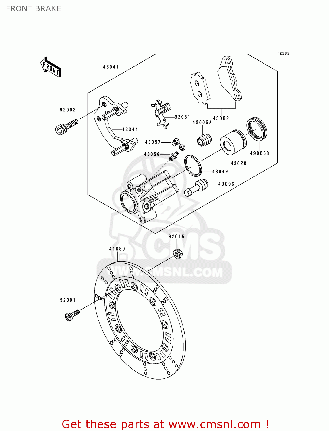 FRONT BRAKE KL250D15 KLR250 1998 USA CALIFORNIA CANADA