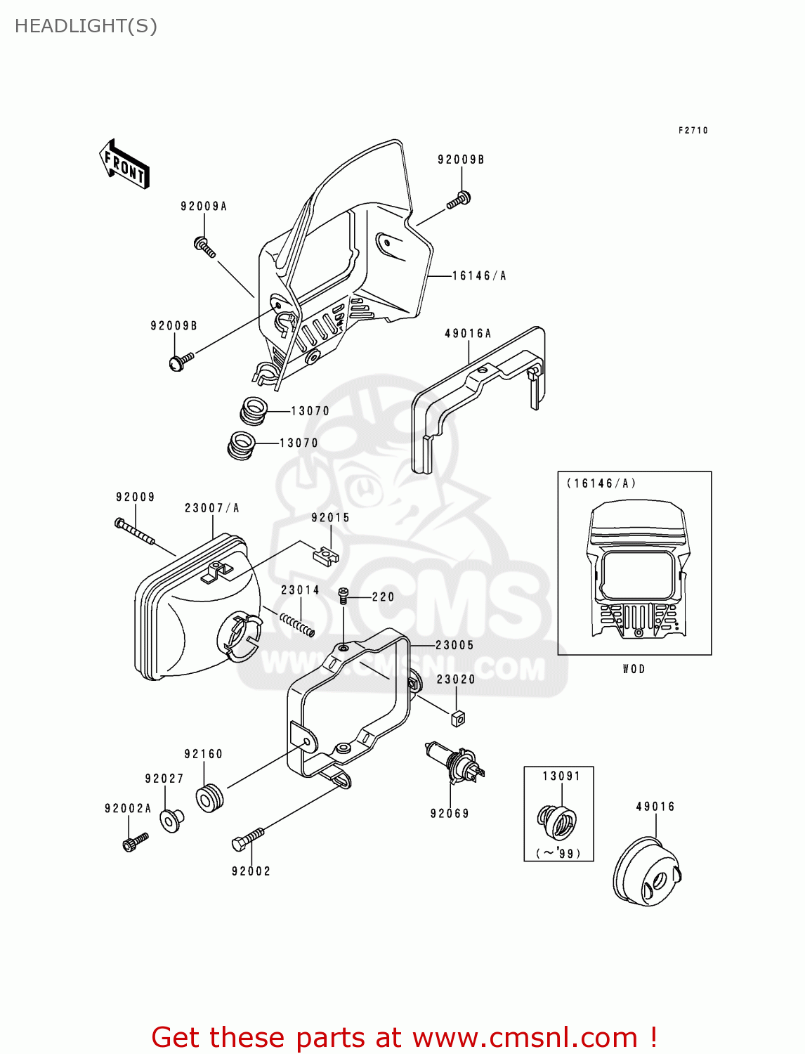 HEADLIGHT(S) KL250D15 KLR250 1998 USA CALIFORNIA CANADA