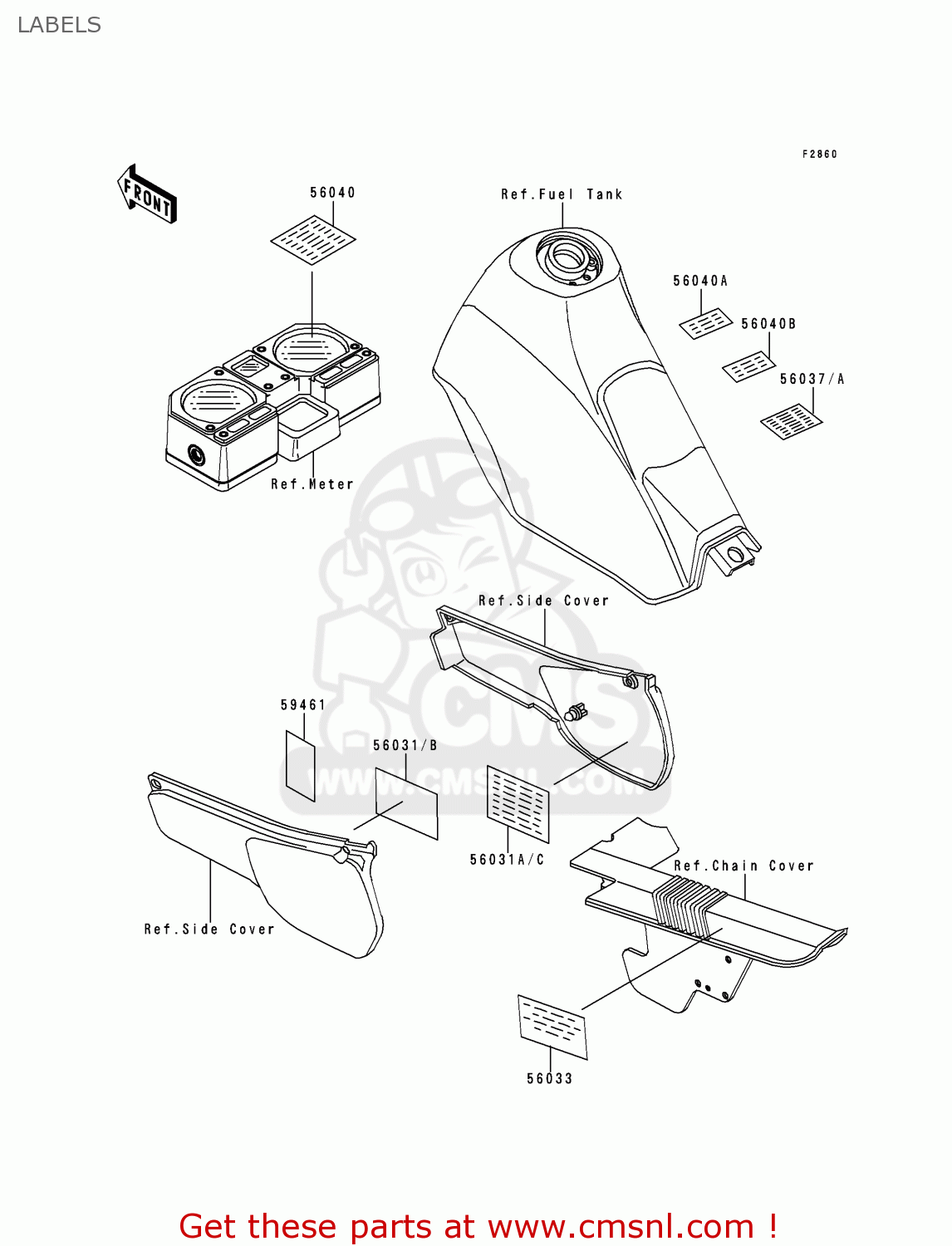 LABELS KL250D15 KLR250 1998 USA CALIFORNIA CANADA
