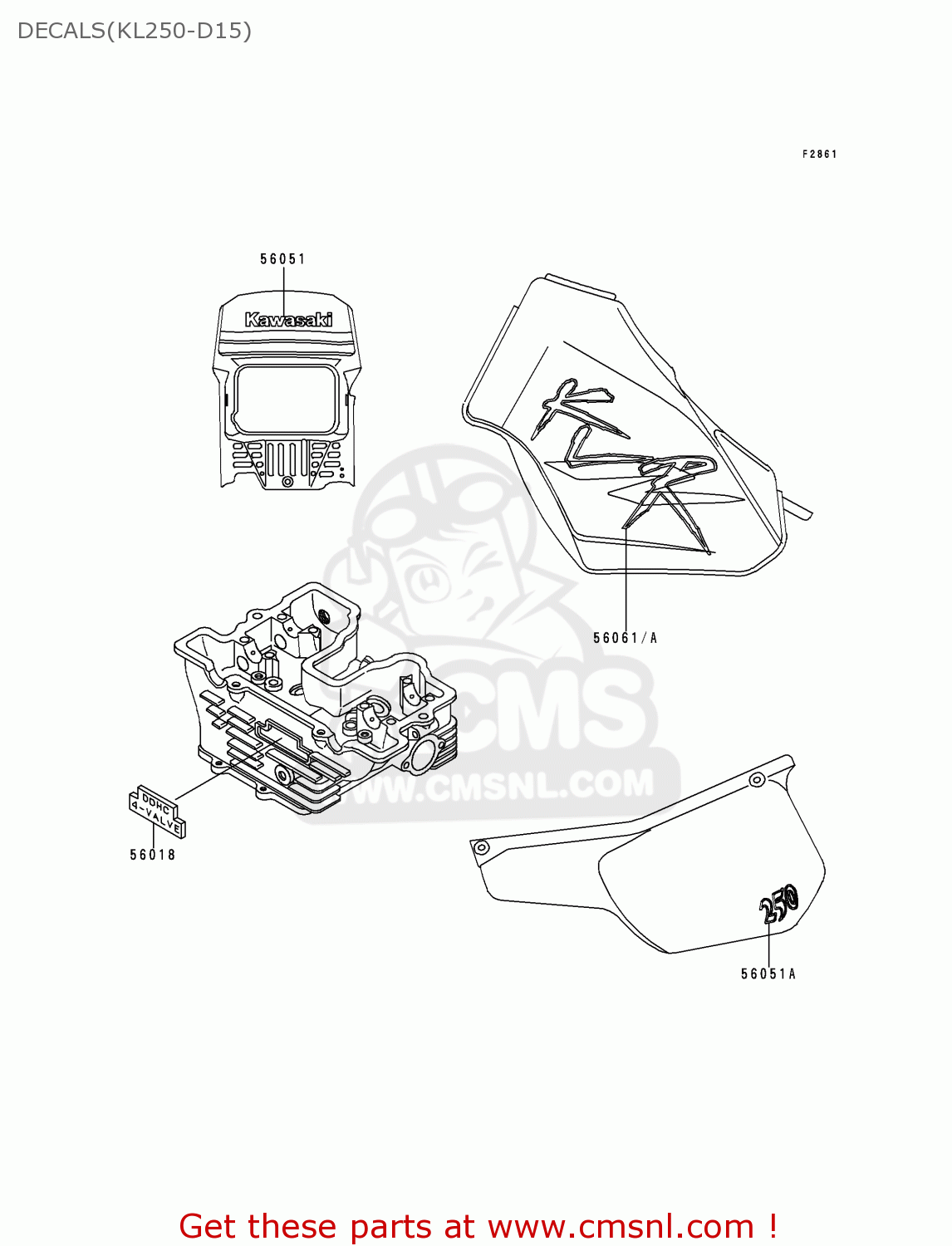DECALS(KL250-D15) KL250D15 KLR250 1998 USA CALIFORNIA CANADA
