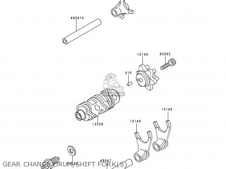 GEAR CHANGE DRUM/SHIFT FORK(S) - KL250D15 KLR250 1998 USA CALIFORNIA CANADA