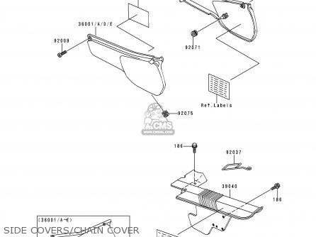 SIDE COVERS/CHAIN COVER - KL250D15 KLR250 1998 USA CALIFORNIA CANADA