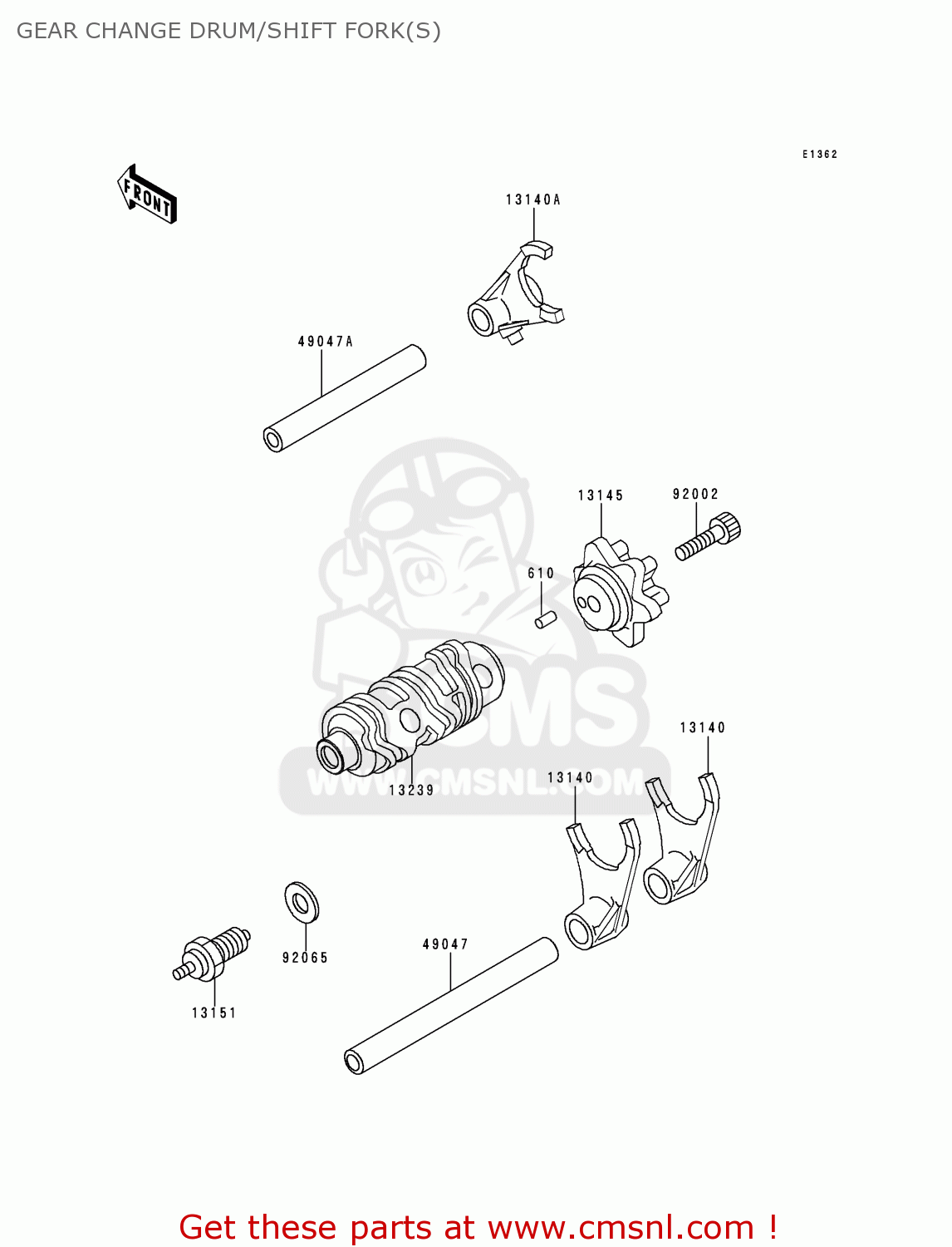 GEAR CHANGE DRUM/SHIFT FORK(S) KL250D16 KLR250 1999 UNITED KINGDOM EU NL
