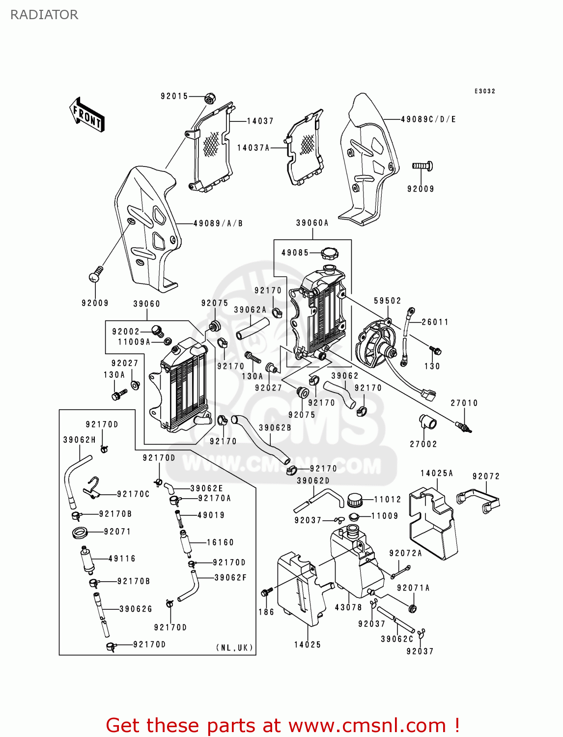 RADIATOR KL250D16 KLR250 1999 UNITED KINGDOM EU NL
