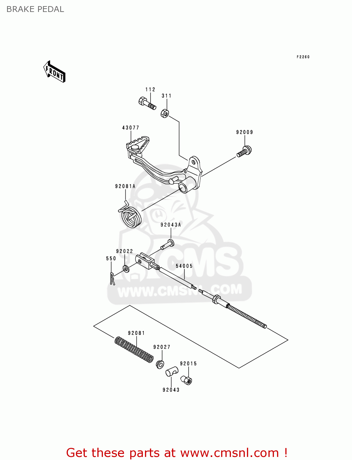 BRAKE PEDAL KL250D16 KLR250 1999 UNITED KINGDOM EU NL