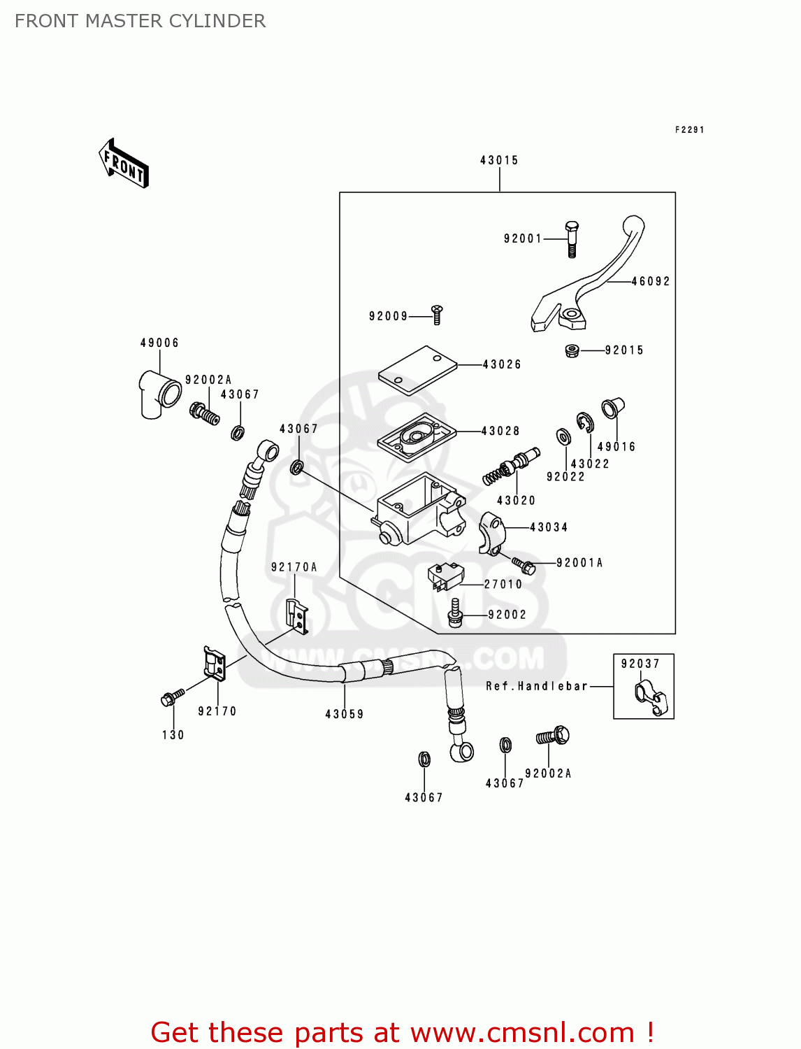 FRONT MASTER CYLINDER KL250D16 KLR250 1999 UNITED KINGDOM EU NL