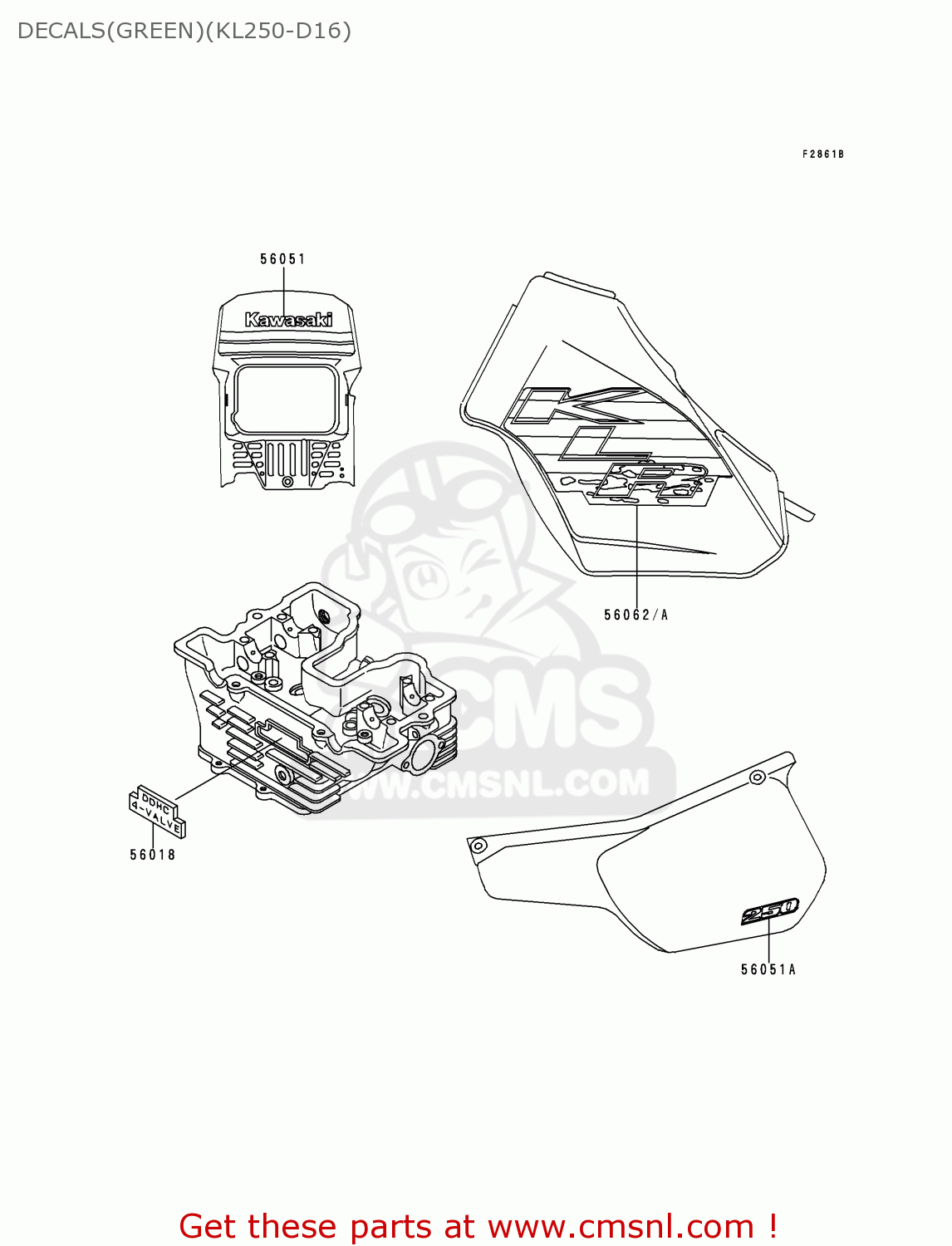 DECALS(GREEN)(KL250-D16) KL250D16 KLR250 1999 UNITED KINGDOM EU NL