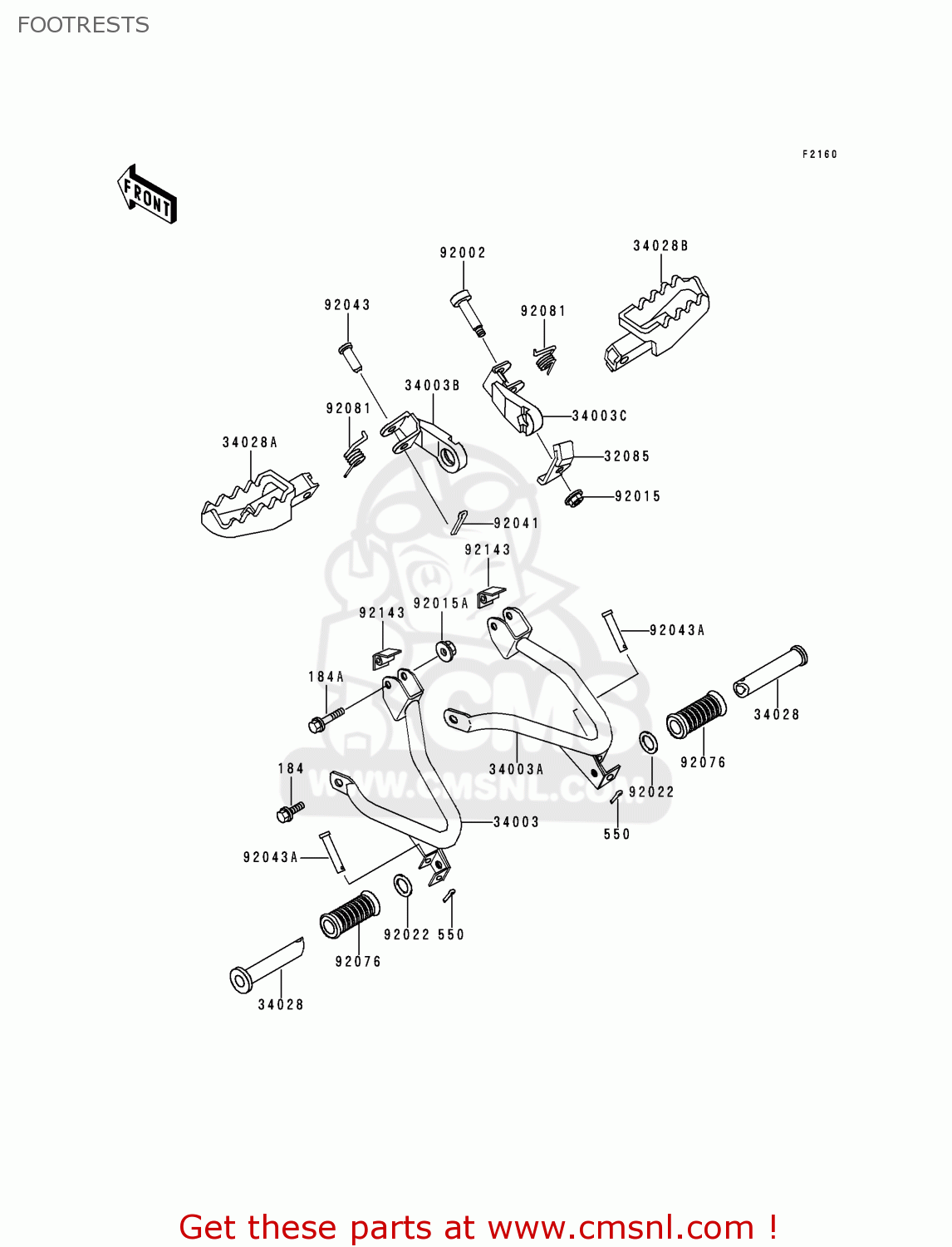 FOOTRESTS KL250D16 KLR250 1999 USA CALIFORNIA CANADA