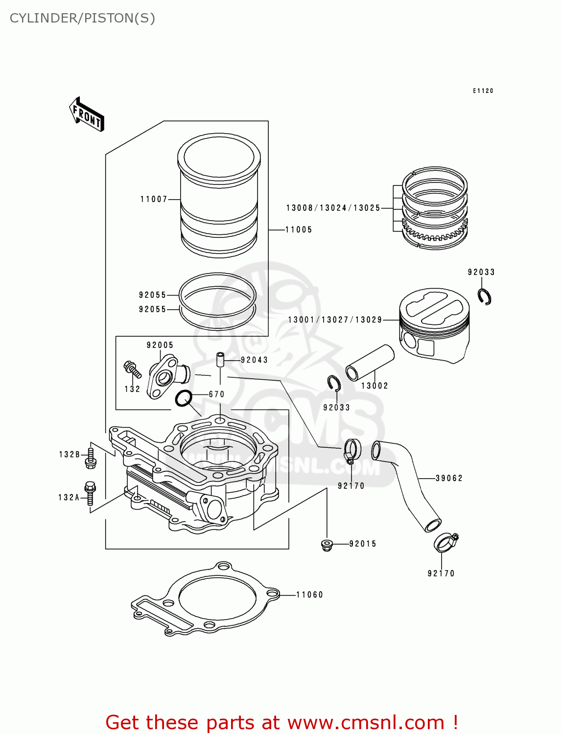CYLINDER/PISTON(S) KL250D17 KLR250 2000 USA CALIFORNIA