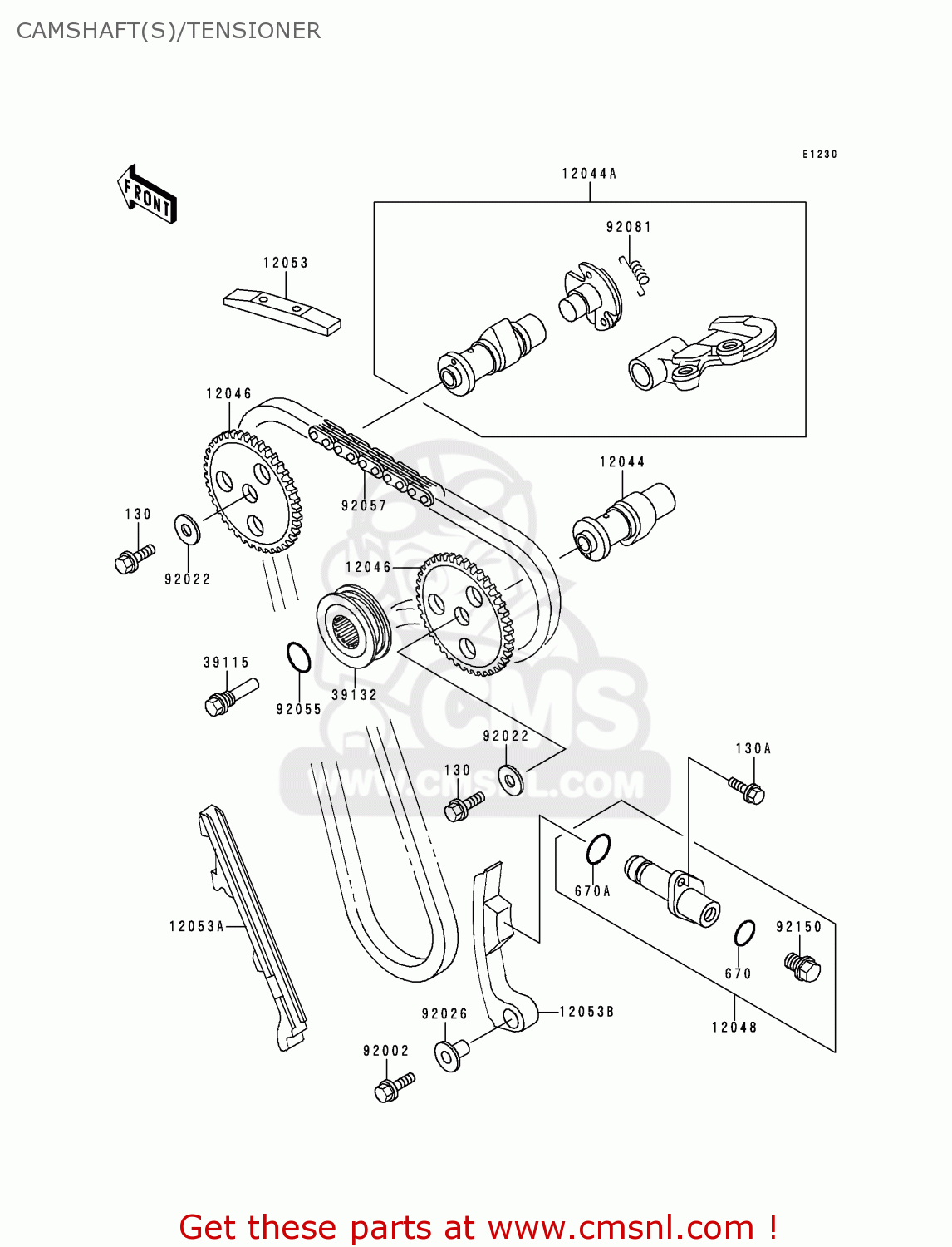 CAMSHAFT(S)/TENSIONER KL250D17 KLR250 2000 USA CALIFORNIA