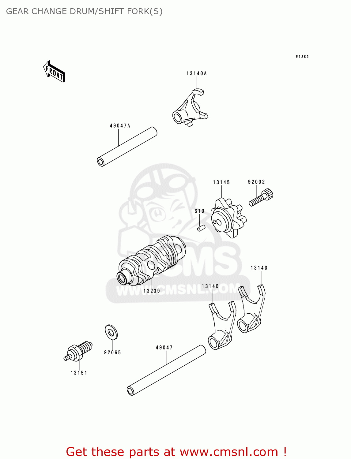 GEAR CHANGE DRUM/SHIFT FORK(S) KL250D17 KLR250 2000 USA CALIFORNIA