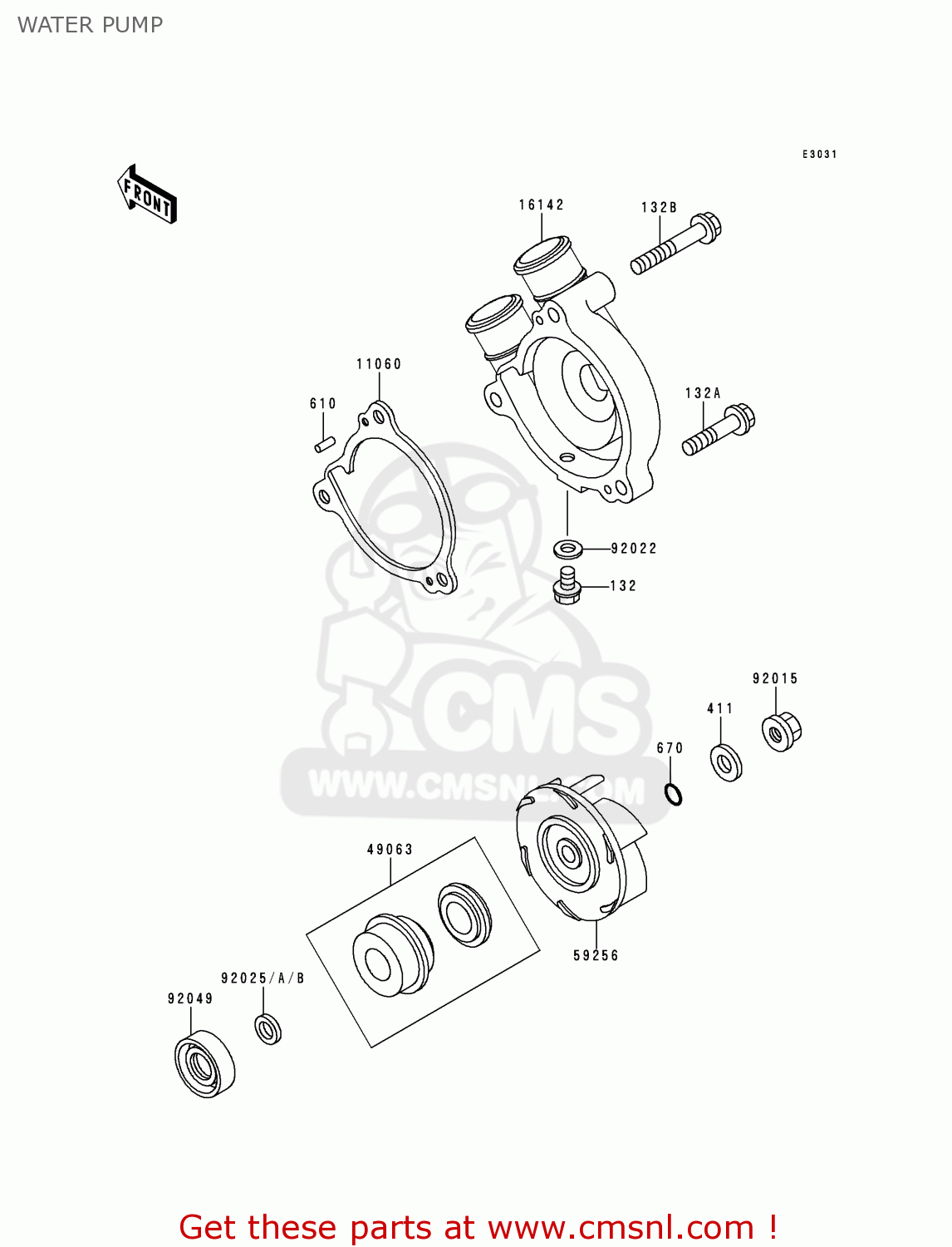 WATER PUMP KL250D17 KLR250 2000 USA CALIFORNIA