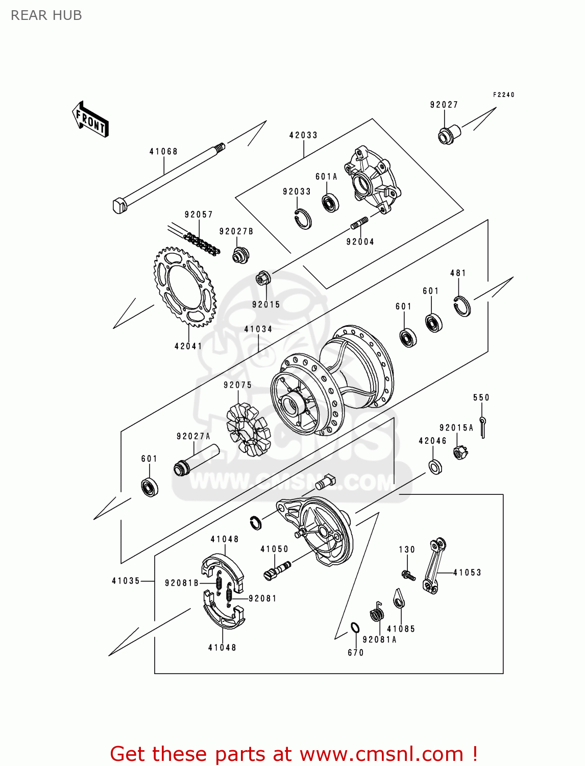 REAR HUB KL250D17 KLR250 2000 USA CALIFORNIA