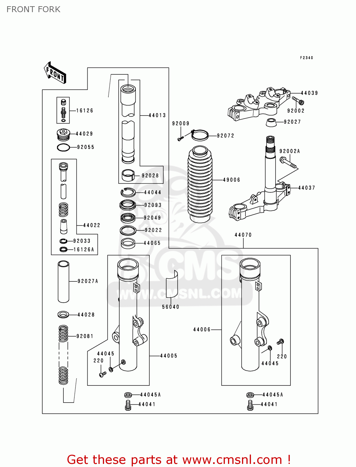 FRONT FORK KL250D17 KLR250 2000 USA CALIFORNIA