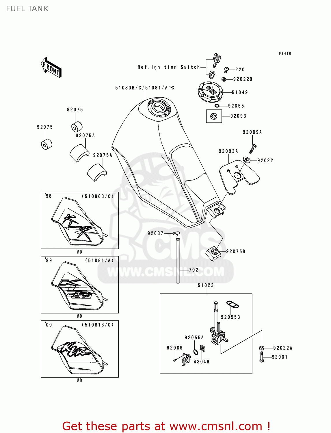 FUEL TANK KL250D17 KLR250 2000 USA CALIFORNIA