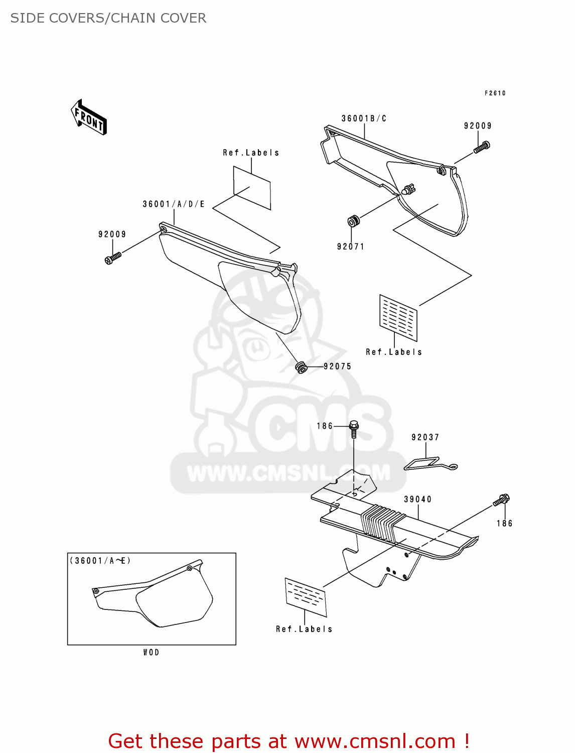 SIDE COVERS/CHAIN COVER KL250D17 KLR250 2000 USA CALIFORNIA