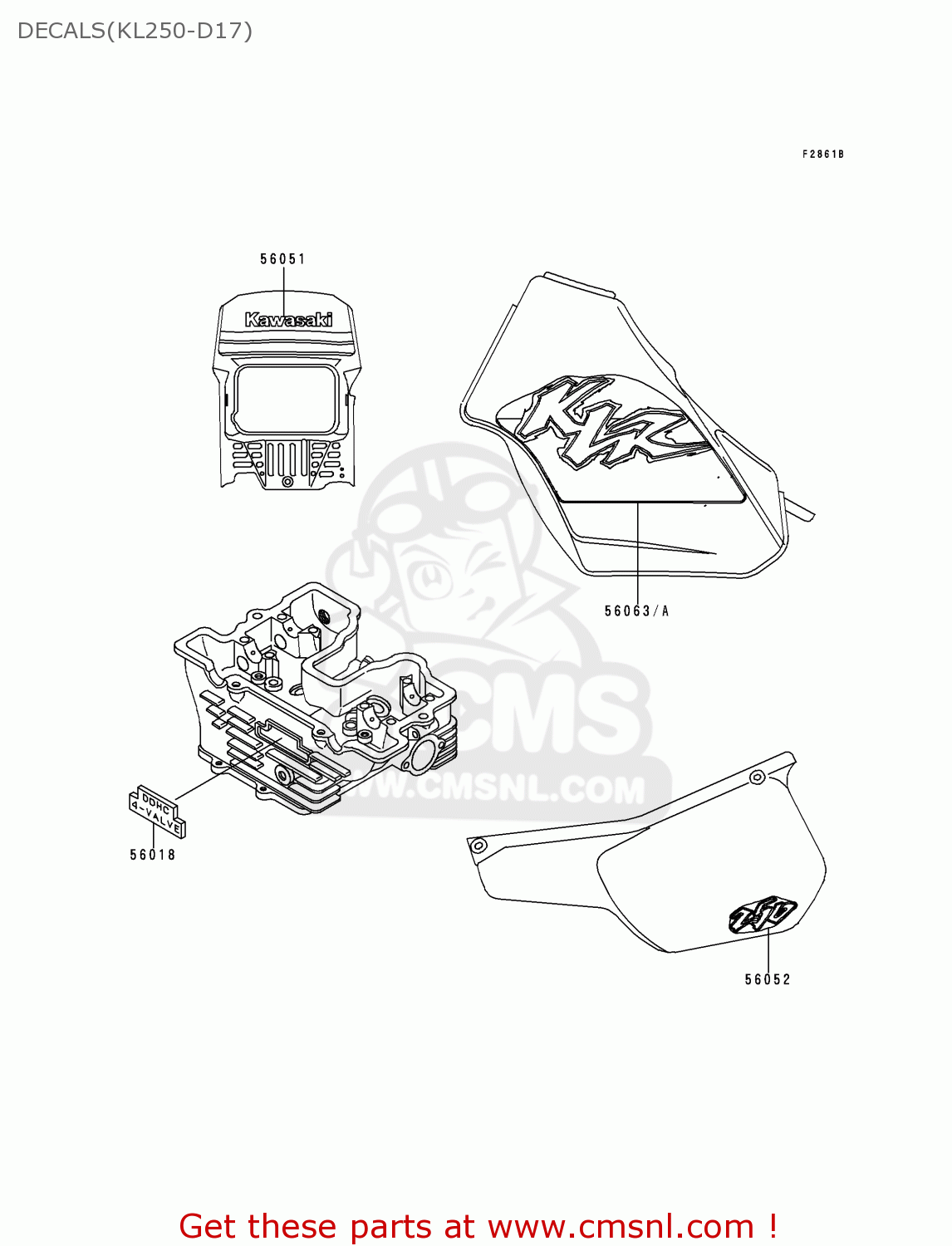 DECALS(KL250-D17) KL250D17 KLR250 2000 USA CALIFORNIA