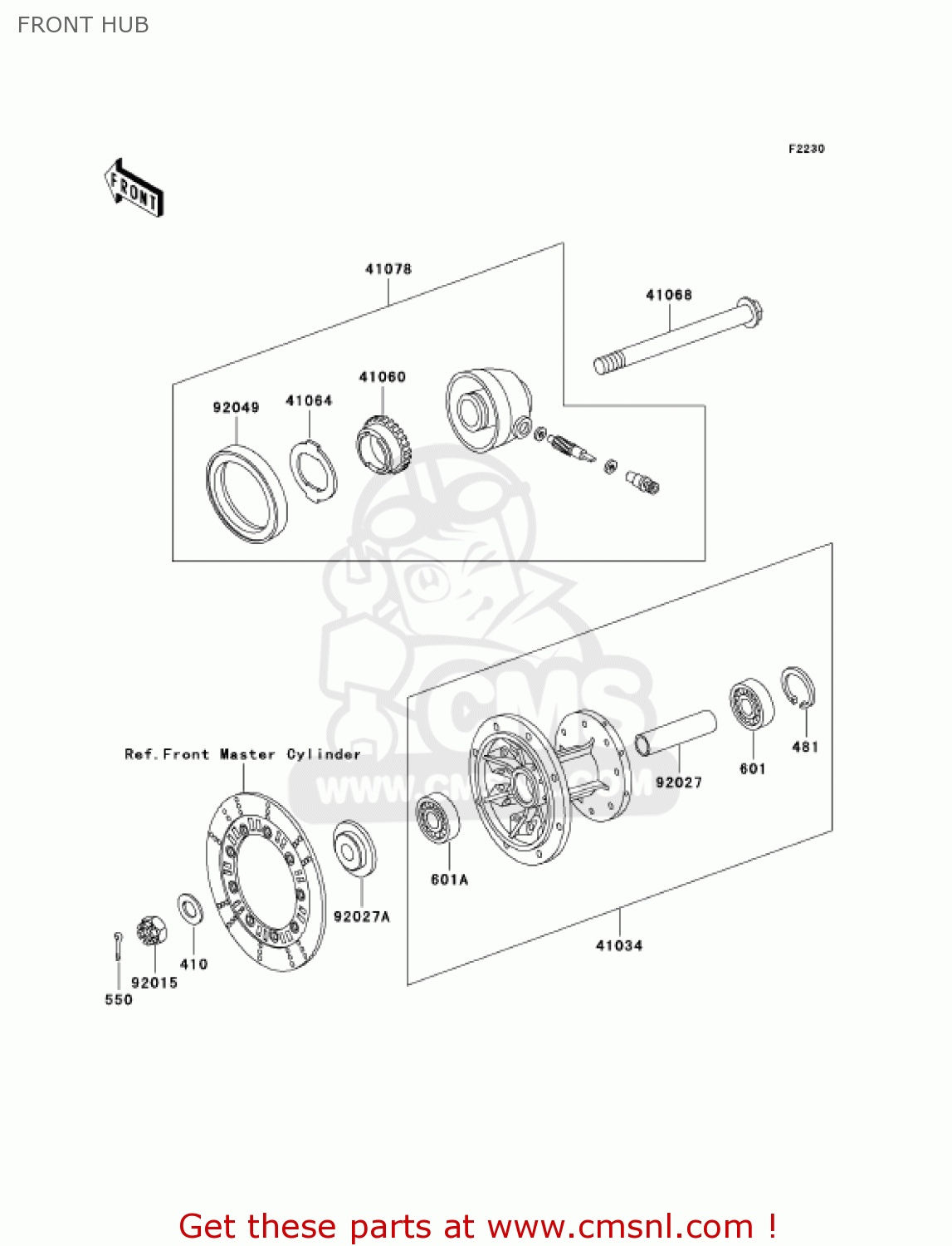FRONT HUB KL250D18 KLR250 2001 USA CALIFORNIA