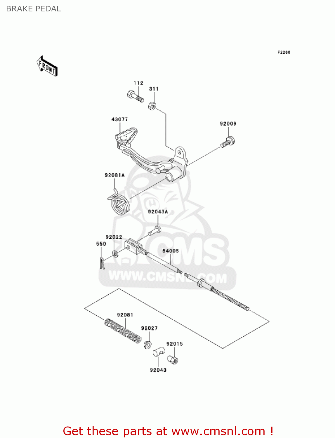 BRAKE PEDAL KL250D18 KLR250 2001 USA CALIFORNIA
