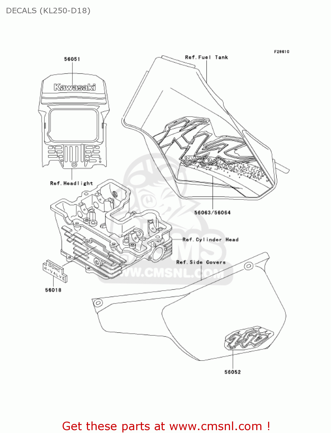 DECALS (KL250-D18) KL250D18 KLR250 2001 USA CALIFORNIA