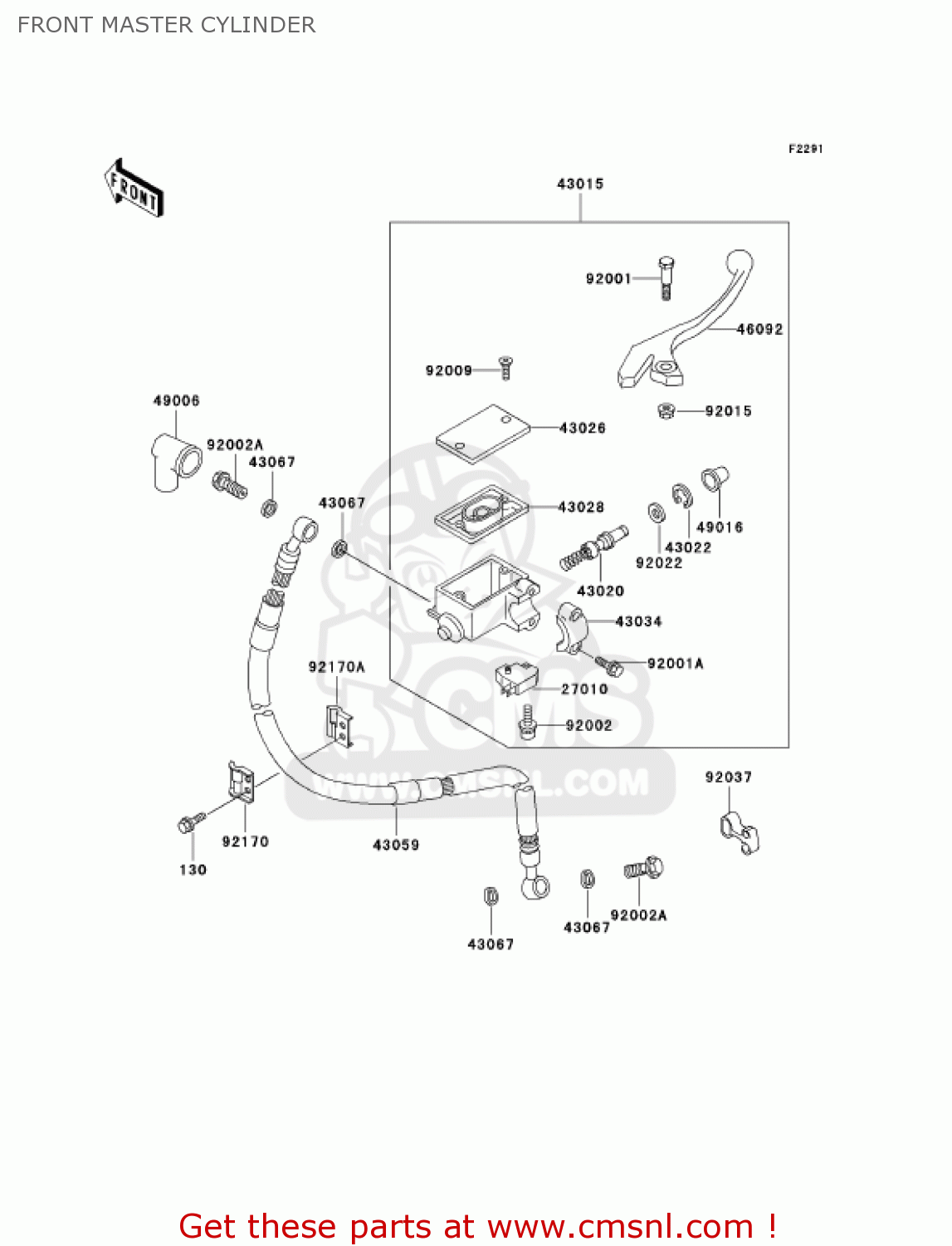 FRONT MASTER CYLINDER KL250D18 KLR250 2001 USA CALIFORNIA