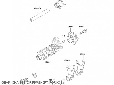 GEAR CHANGE DRUM/SHIFT FORK(S) - KL250D18 KLR250 2001 USA CALIFORNIA