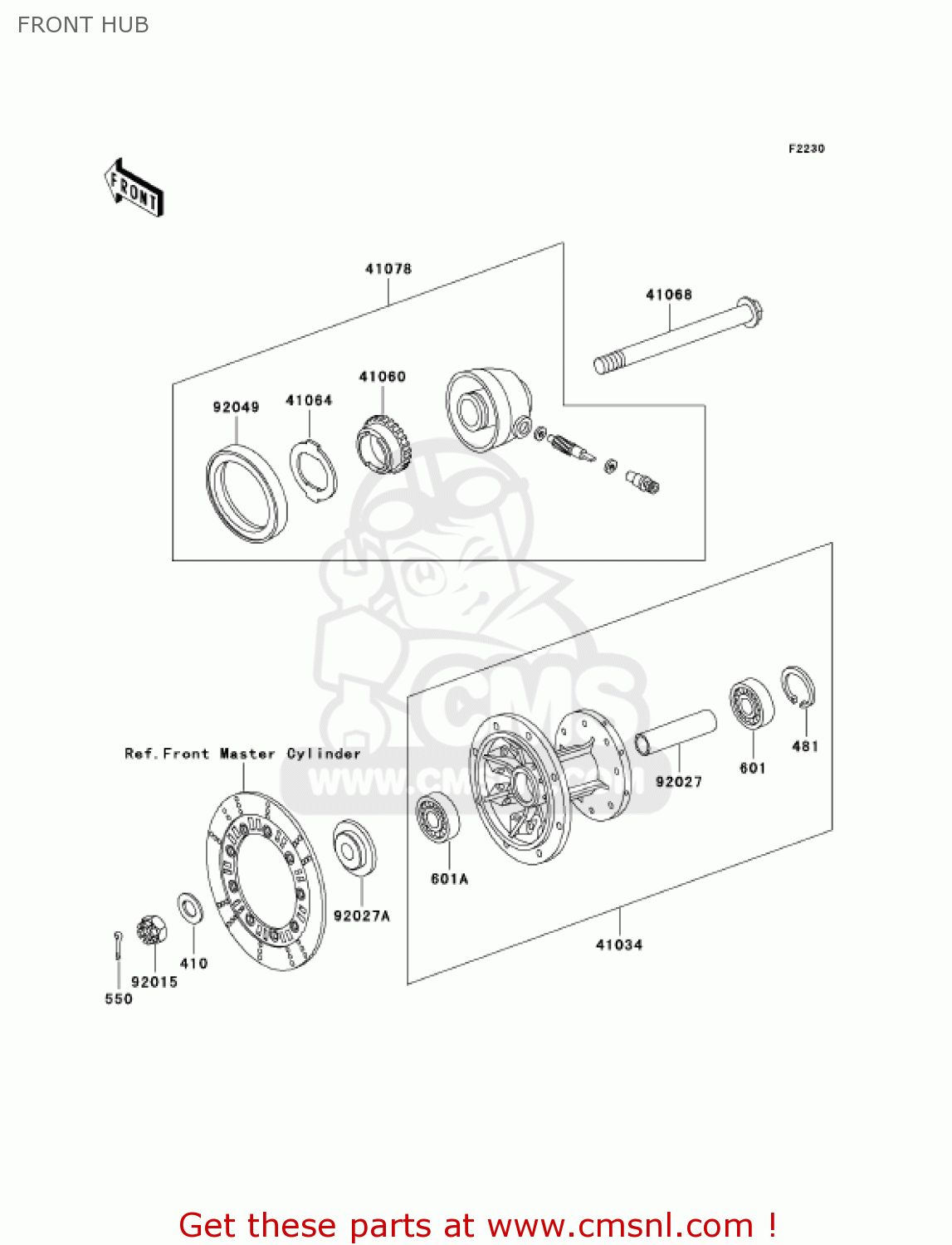 FRONT HUB KL250D19 KLR250 2002 USA CALIFORNIA