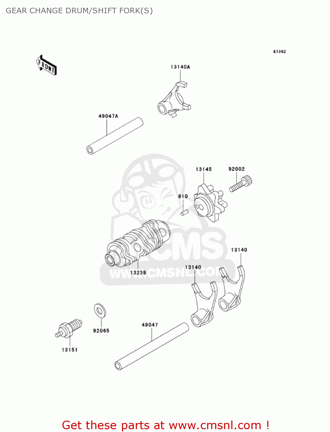 GEAR CHANGE DRUM/SHIFT FORK(S) KL250D19 KLR250 2002 USA CALIFORNIA