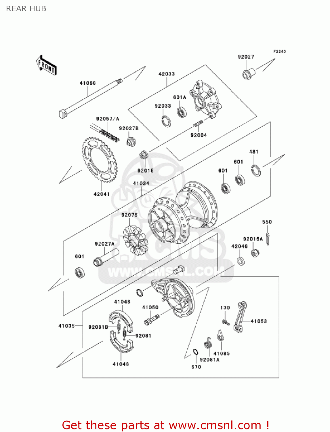 REAR HUB KL250D19 KLR250 2002 USA CALIFORNIA