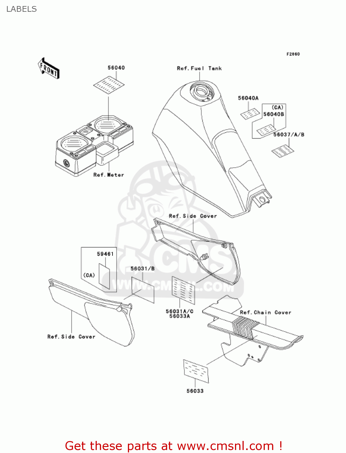 LABELS KL250D19 KLR250 2002 USA CALIFORNIA