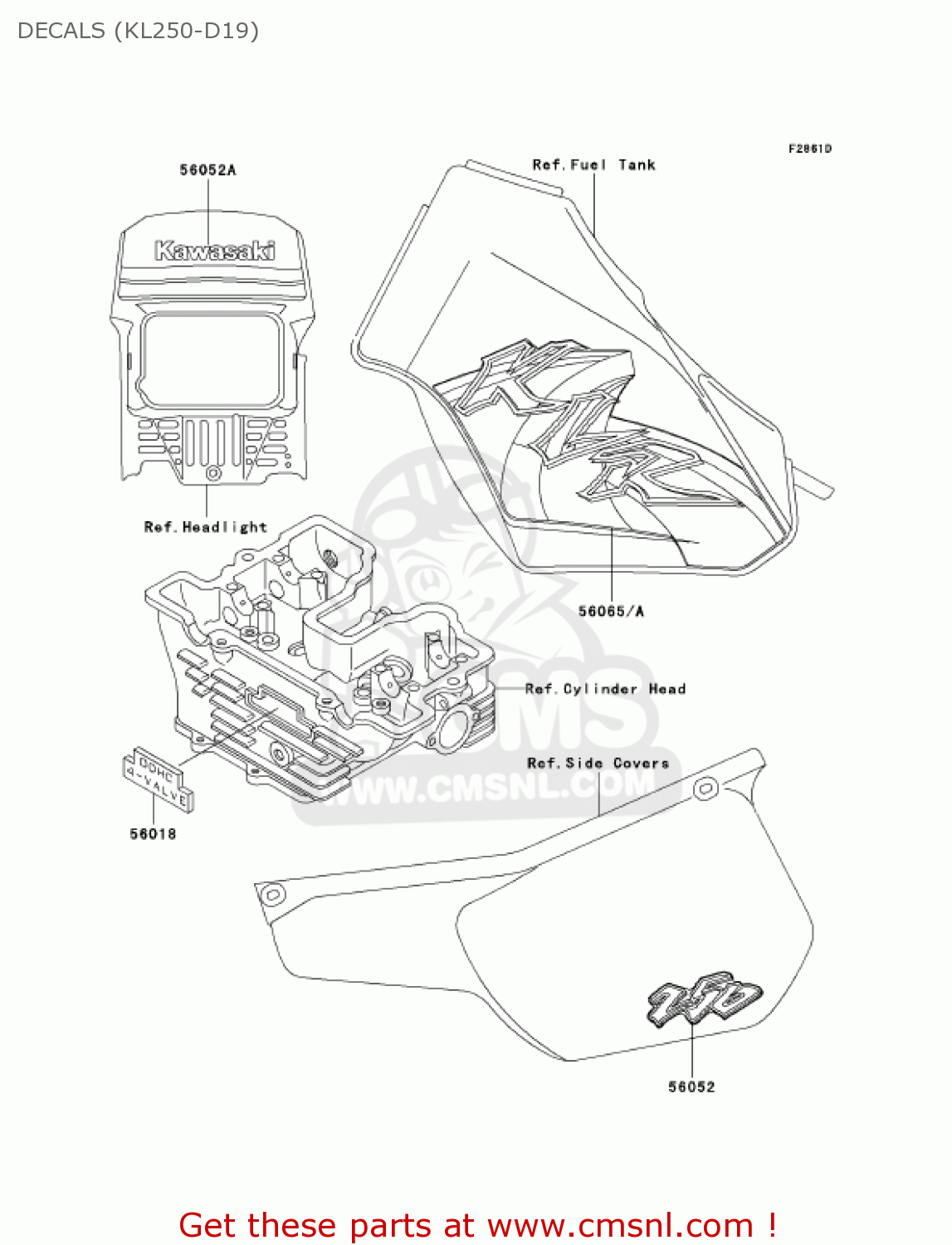 DECALS (KL250-D19) KL250D19 KLR250 2002 USA CALIFORNIA