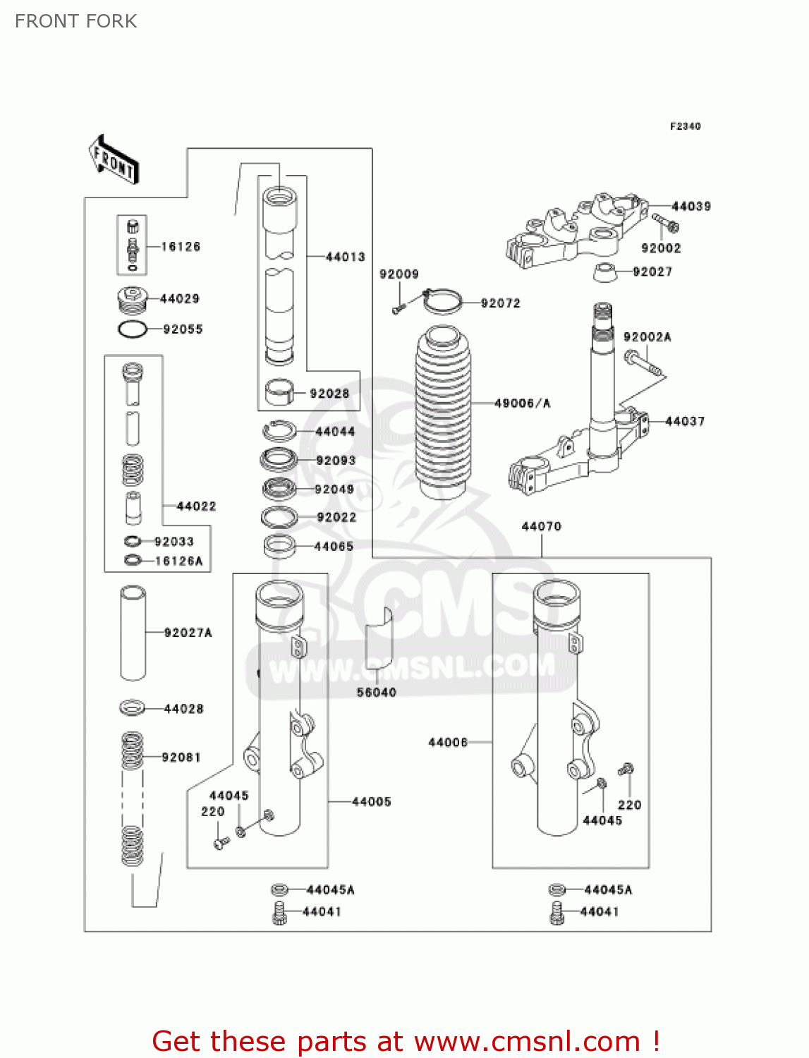 FRONT FORK KL250D19 KLR250 2002 USA CALIFORNIA