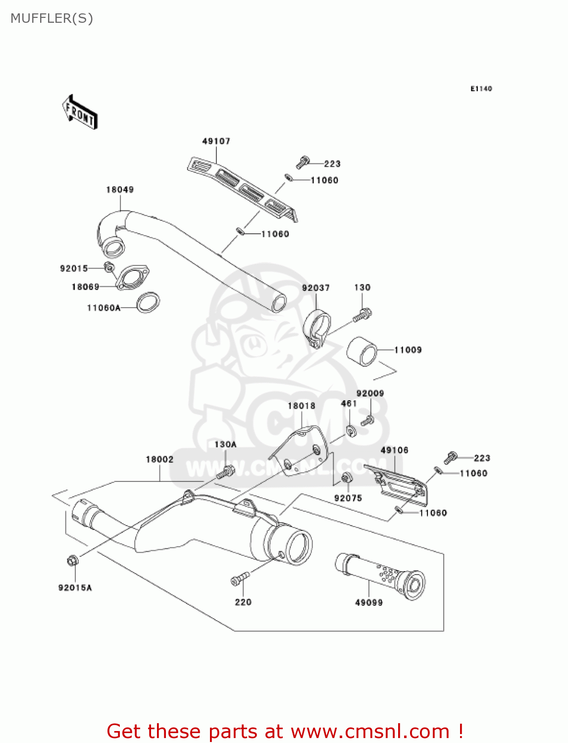 MUFFLER(S) KL250D19 KLR250 2002 USA CALIFORNIA