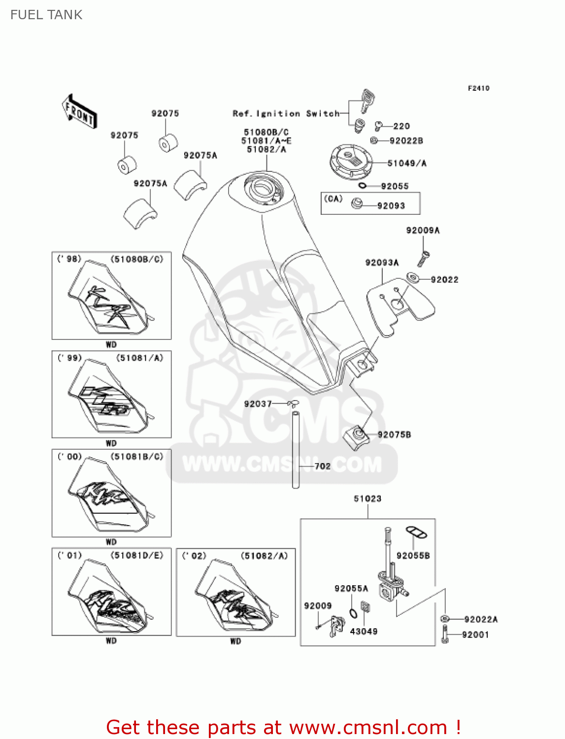 FUEL TANK KL250D19 KLR250 2002 USA CALIFORNIA